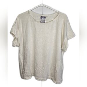 JUNGMAVEN WHITE COTTON TSHIRT WITH SIDE POCKETS LG.